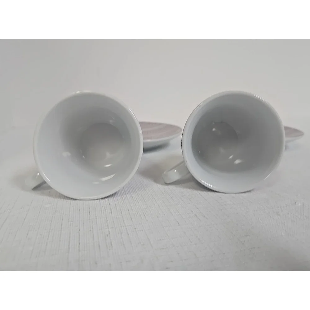English Home Tulipe Burgundy Espresso Cups Saucers Set of‎ 2 Turkish Coffee